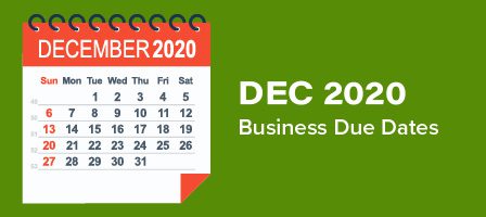 December 2020 calendar on green background