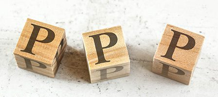 Three wooden alphabet blocks P