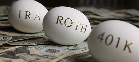 IRA, Roth, 401K eggs on money