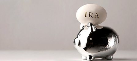 Silver piggy bank, IRA concept