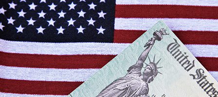 American flag with a check