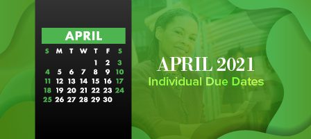 April 2021 calendar with individual due dates
