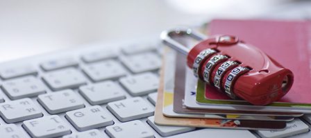 Combination lock atop credit cards