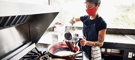 Chef preparing food in a kitchen