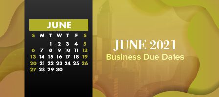 June 2021 schedule with important dates.