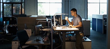 Man working late in office