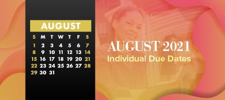 August 2021 calendar with due dates