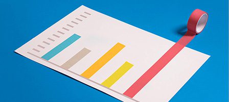 Graph with colorful bars and tape