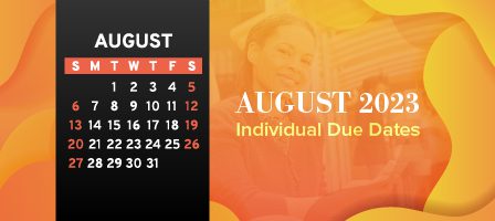August 2023 calendar with due dates