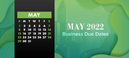 Green-themed May 2022 business calendar