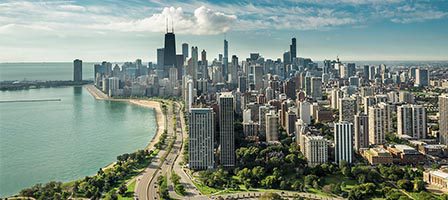 Chicago skyline and waterfront view
