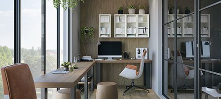 Modern office with large windows