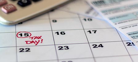 Calendar with tax day circled