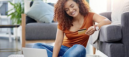 Relaxed online shopping at home on laptop