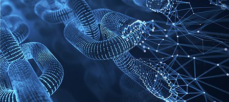Digital blockchain concept with network connections