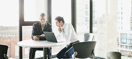 Office collaboration by the window