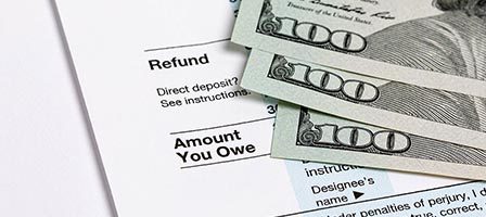 Money on a tax refund form