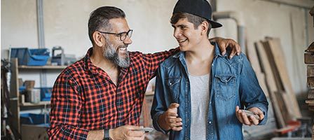 Two men sharing a joyful moment