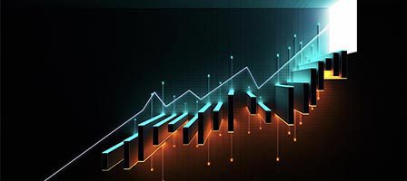 Futuristic data visualization with glowing charts