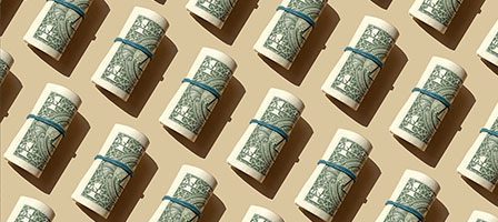Pattern of dollar rolls with rubber bands