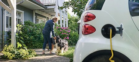 Electric car charging by house