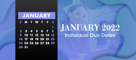 January 2022 calendar with due dates