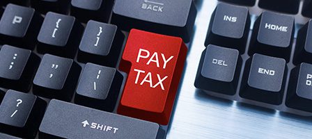 Keyboard with "Pay Tax" button