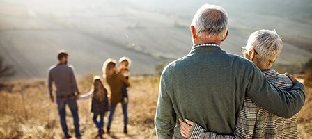 Grandparents and family enjoying a scenic view
