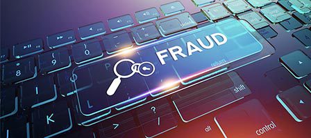 Fraud detection concept on digital keyboard