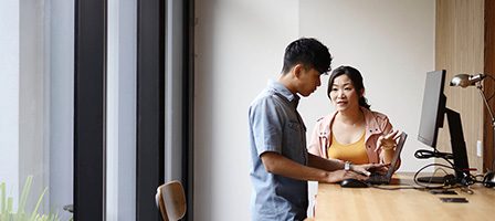 Office discussion by a computer