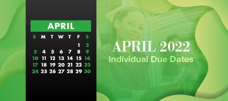 April 2022 calendar with due dates