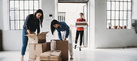 Moving day with cardboard boxes