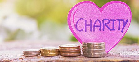 Coins beside a heart labeled "Charity