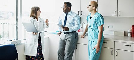 Medical team meeting in hospital office