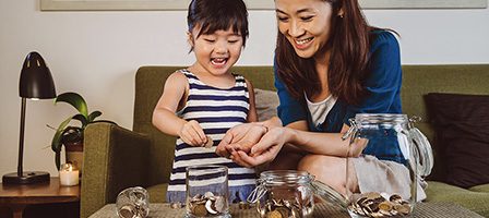 Happy moments with coins and jars