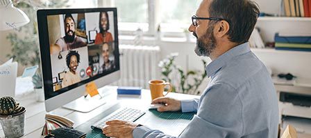 Remote work video call on desktop
