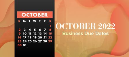 October 2022 calendar and business deadlines