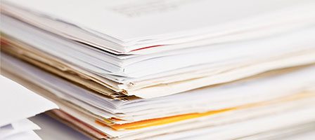 Stack of papers on a desk