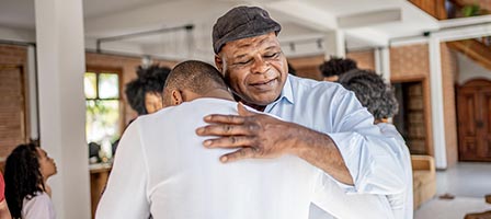 Heartfelt hug between family members