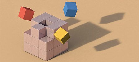 Abstract art with cubes and shadows