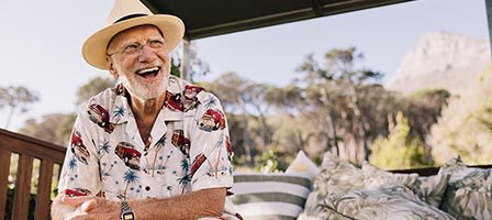 Happy senior enjoying sunny day