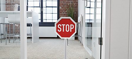 Small stop sign in office
