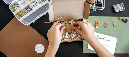 Crafting supplies and a thank you card