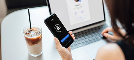 Mobile security app in use at table