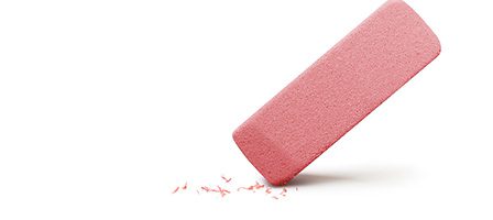 Rectangular eraser with pencil shavings
