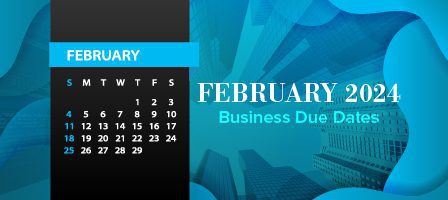 February calendar with business deadlines
