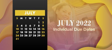 July 2022 calendar with due dates