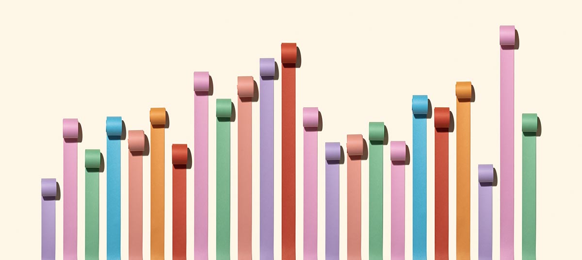 Multicolored sticks arranged in varying heights