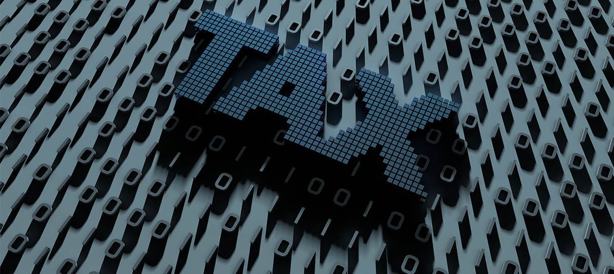 3D tax lettering with binary code