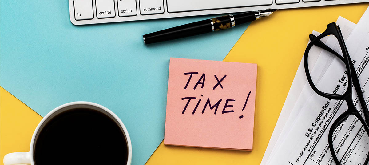 Office desk with tax note